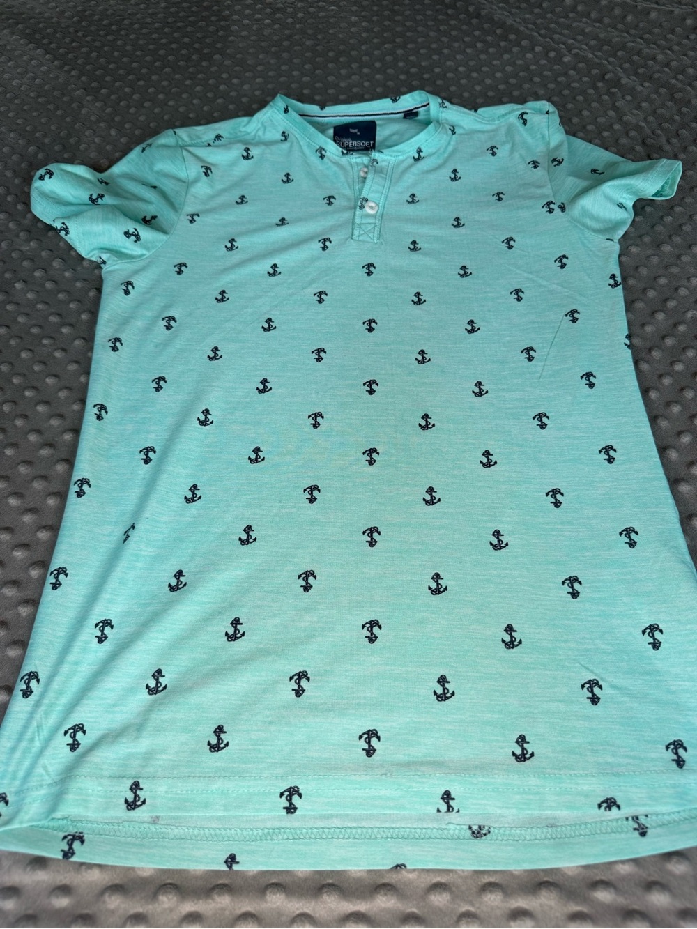 Men’s Aqua Anchor Henley Polo super soft size small